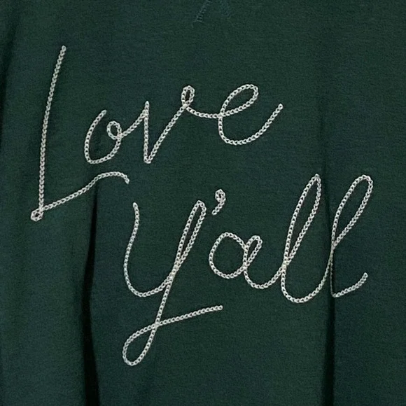 True Craft Love Y'all Sweatshirt Womens L Green Southern Coastal Western Cowgirl - Picture 1 of 5